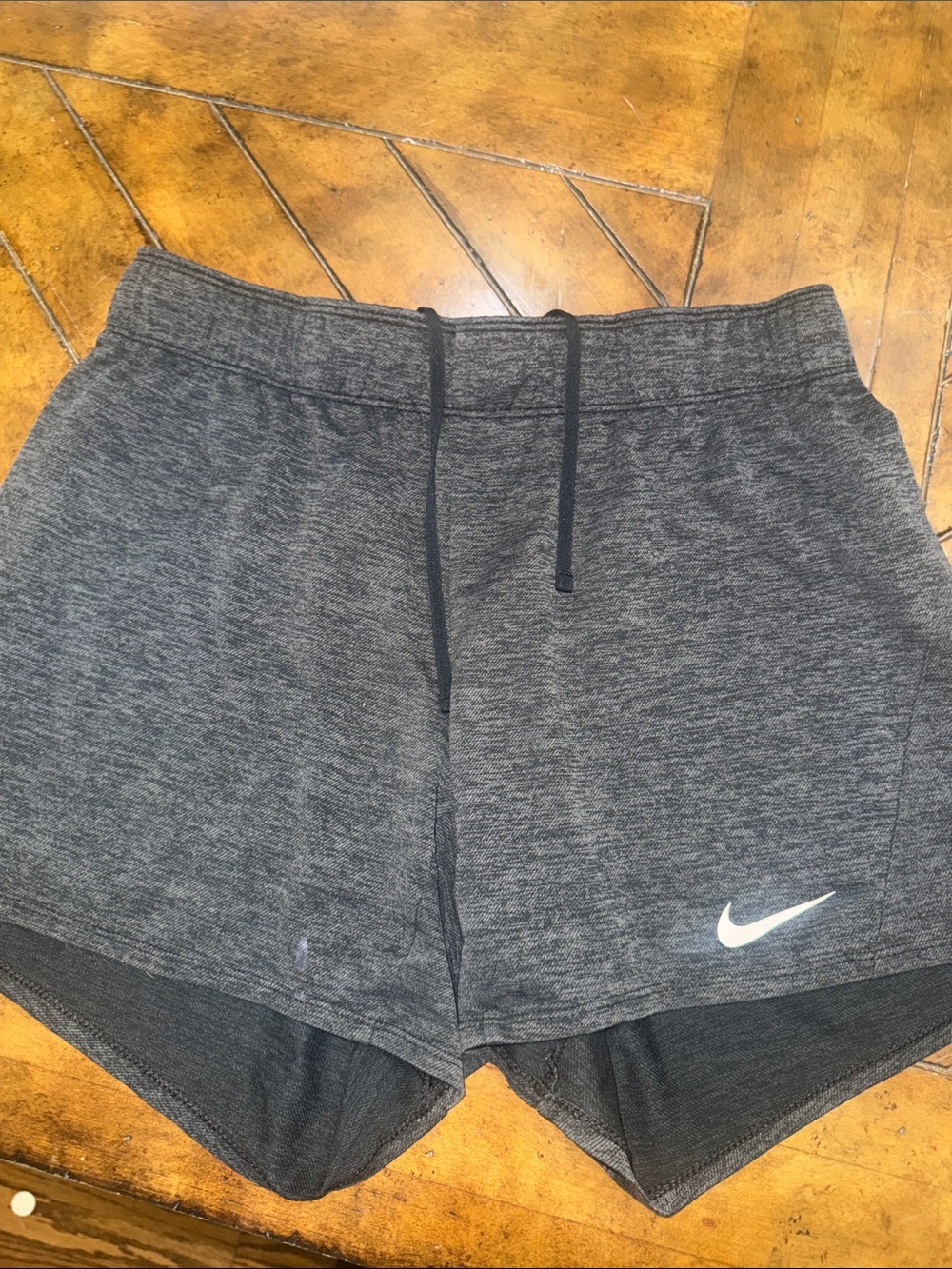 Nike Dark Gray Heather Shorts with White Swoosh